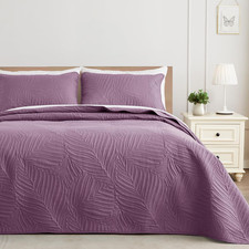 King Size Quilt Bedding Set, Lightweight Dusty Lavender Quilts King Size for All