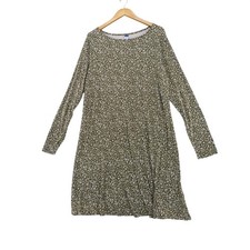 Old Navy Swing Dress Women XL Tall Green Floral Long Sleeve Crew Neck A-Line