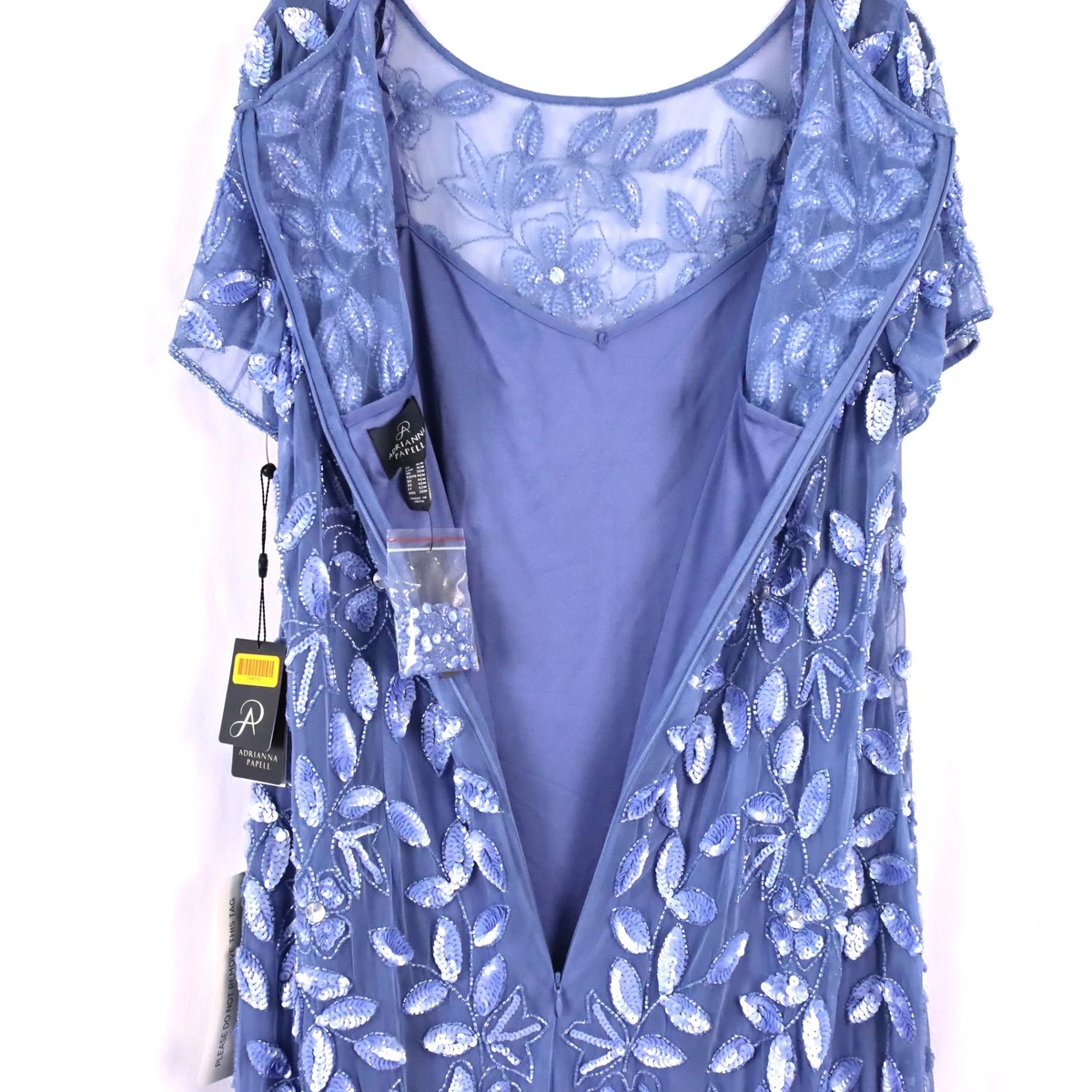 Maxi Vestido Largo Adrianna Papell Floral Con Cuentas En Azul Francés Para Mujer Talla US 16W