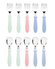 10 PCS Toddler Utensils Stainless Steel Silverware Set 5 Forks 5 Spoons