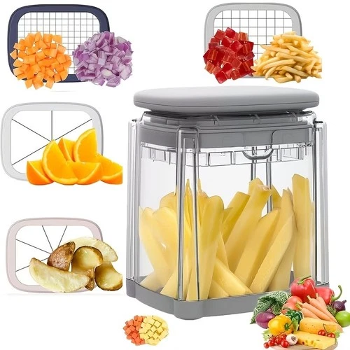 4-in-1 Stainless Steel Fry Cutter: Uniform Fries & Shapes,Dishwasher Safe & Easy - product listing photo