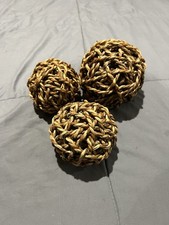 Bundle Of Three Rattan  Ball Woven Bamboo Wic...