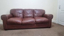 Dark Brown Leather 3 Seater Sofa, Collect Only
