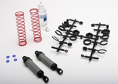 Traxxas 1/10 Rustler 4x4 VXL * Rear XX-Long Shocks, Unassembled, Grey & Red Spri