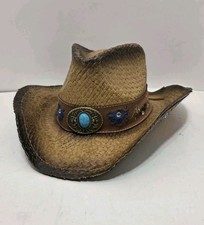 FLUFFY SENSE. Cowboy Hat Unisex Straw Western Style Flexfit Hat Shapeable Brim