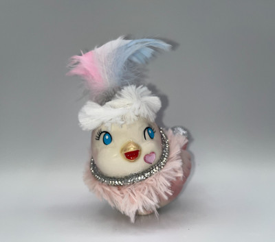 Mon Cheri Fi Fi Le Foo Vintage Ceramic Foo Foo Pink Bird Feathers Rhinestones