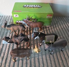New Set of 6 Animal Figure Toys Realistic Elk Cow Camel Horse Donkey Plastic Lot