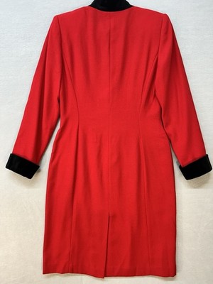 fitted lace wedding dress 1980s Valentino Boutique Red Dress with Black Trim – Style & Salvage