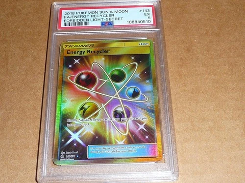 2018 Pokemon SUN MOON FULL ART ENERGY RECYCLER FORBIDDEN LIGHT SECRET #143 PSA 5