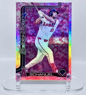 2025 Topps Nolan Schanuel /50 Easter Pink Flowers SSP #210 Los Angeles Angels