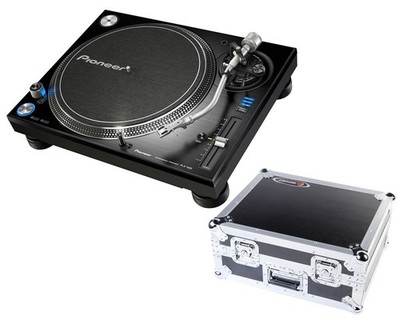 Pioneer DJ PLX-1000 PLX1000 Direct Drive Analog DJ Turntable+Odyssey Flight Case
