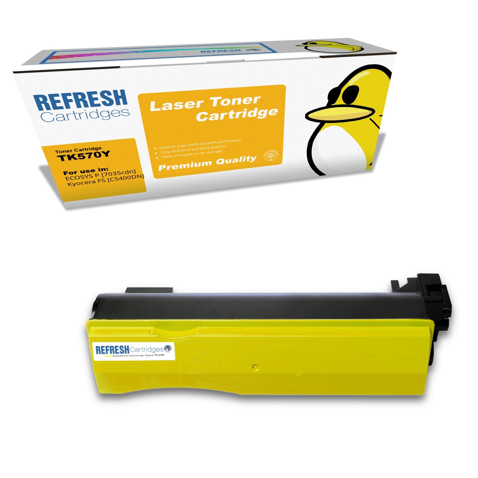 Refresh Cartridges Yellow TK570Y Toner Compatible With Kyocera Printers