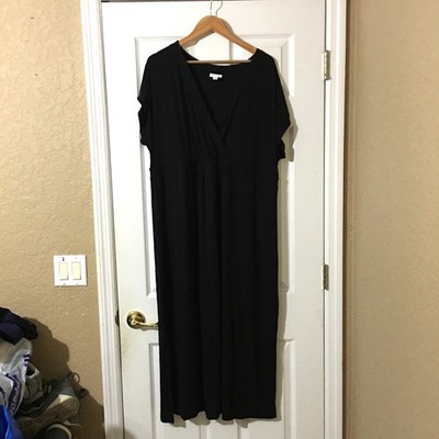 j jill black maxi dress J.Jill Women's Maxi Dress Size XL Black V-Neck Short Cap Sleeve Shift