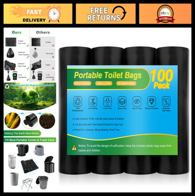 #ad Biodegradable Portable Toilet Bags 8 Gallon Camping Waste Bags for 5 Gallon Bu $39.99
