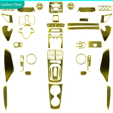 68PCS Yellow Carbon Fiber Full Interior Trim Dash Kit For Chevrolet Camaro 10-15