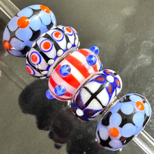 Set of 5 Trollbeads Serling and Glass USA World Tour Kit