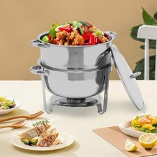 Round Chafing Dish W/Lid 14.2QT Buffet Server Chafer Food Warmer Stainless Steel
