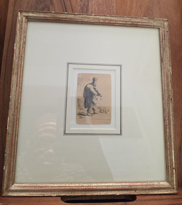 FRAMED REMBRANDT Etching The Blind Fiddler dated 1631