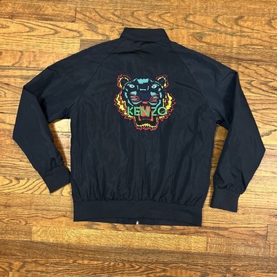 Kenzo Paris Women s Bomber Jacket Full Zip Size XL Embroidered Tiger
