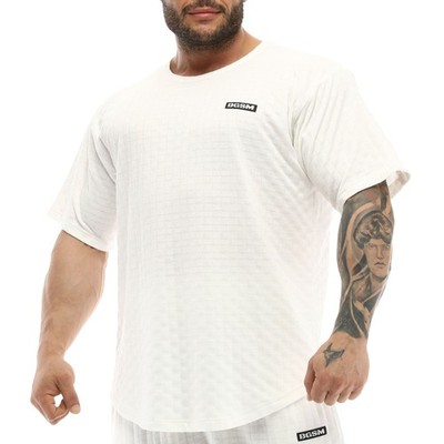 BGSM SPORTSWEAR Ragtop Rag Top T-Shirt Gym Bodybuilding 3336 - ECRU Beige Off White