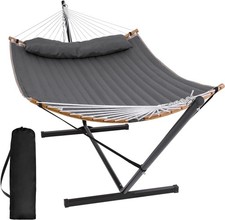 Double Portable Hammock with Stand, 2 Person Outdoor Cushioned Support Weight