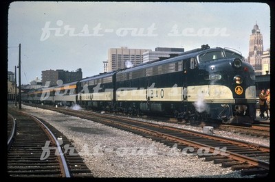 R DUPLICATE SLIDE - Baltimore & Ohio B&O 1461 & Capitol Limited Baltimore 1971
