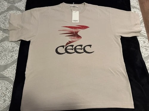 CEEC Graphic Logo T-Shirt Beige 100% Cotton Crew Neck Short Sleeve Men’s XL - product listing photo