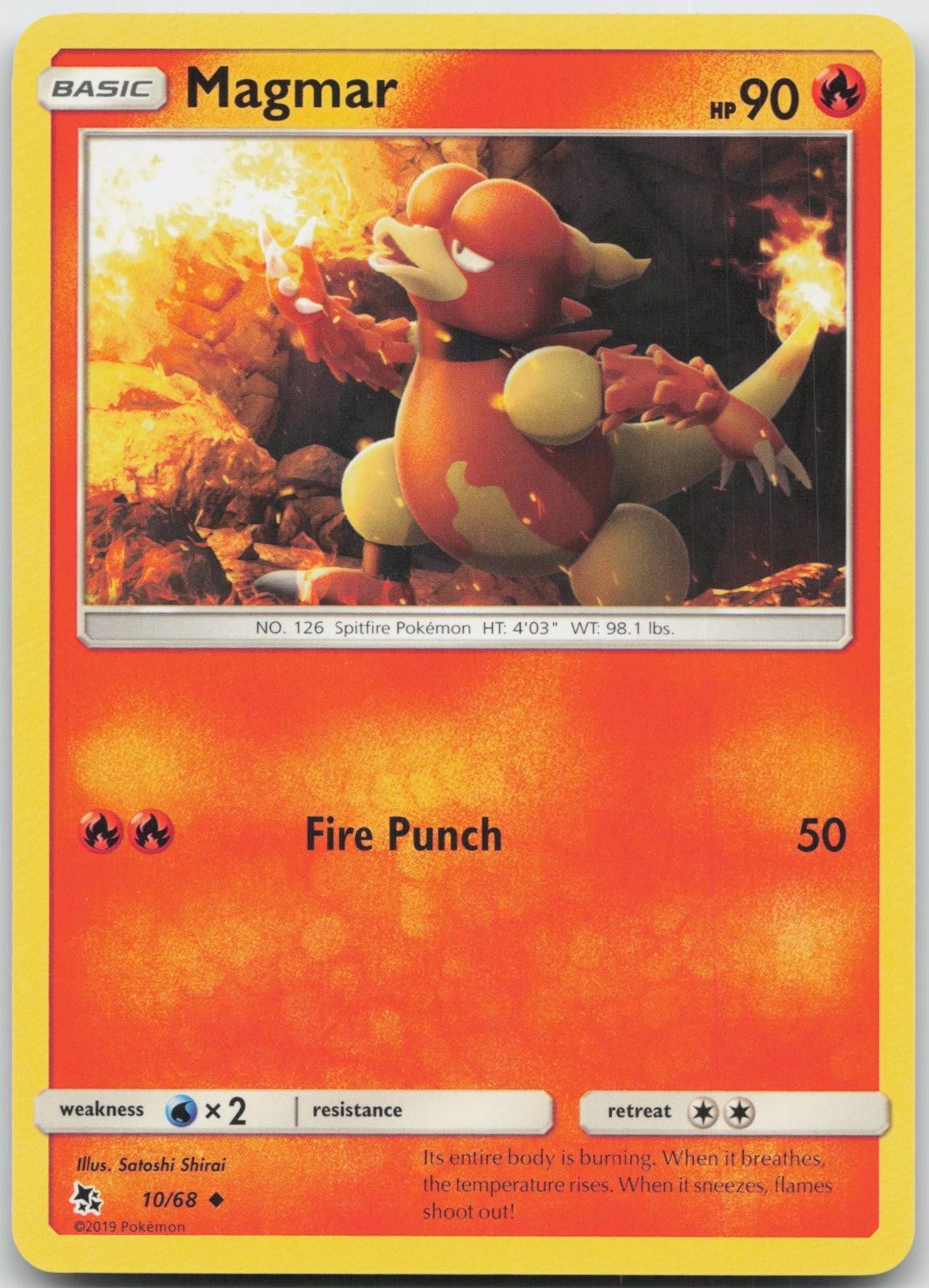 Magmar 10/68 Uncommon Hidden Fates Pokemon Near Mint