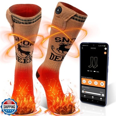 SNOW DEER Hunting Heated Socks with App Control for Men Women, Re