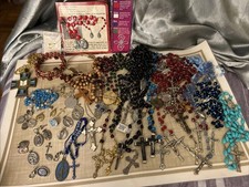 Religious Medals Crosses Pins Rosaries Cross Jewelry Lot