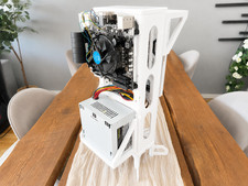 White ITX Vertical Tower - Slim, Minimalistic Open Frame Complete Workstation
