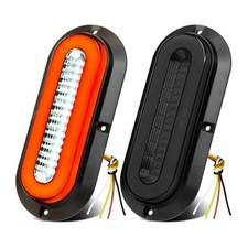 2Pcs Smoked lens 6" Inch Oval 52 LEDs Halo Combination White/Red Trailer