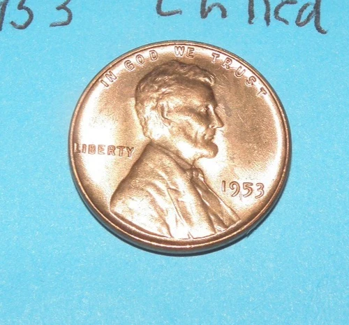 1953         LINCOLN WHEAT CENT   CHOICE RED UNCIRCULATED  #5