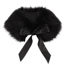 Women Fall Winter Warm Soft Faux Fur Collar Scarf Self Tie Warp Neck Warmer