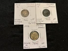 US SILVER .900 3 COIN DIME  1914 BARBER - 1942 MERCURY - 1956 ROOSEVELT  LOT E30