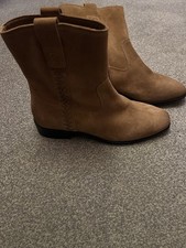 Fat Face Womens Pixie Suede Ankle Cowboy Boots UK 6 EU 39