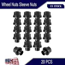 20 Pcs 33mm M22x1.5 x 19mm Wheel Nuts Sleeve Nuts M22-1.5x19mm Skirt Flange US