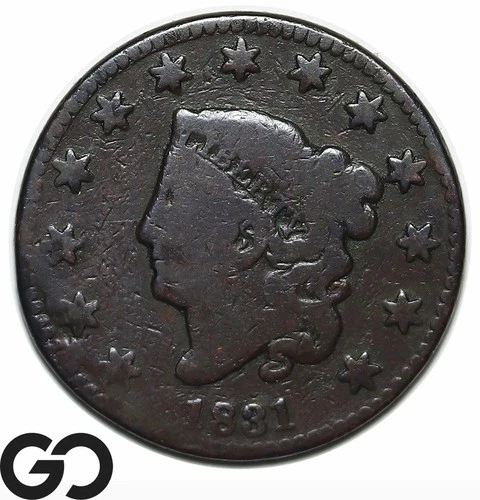 1831 Large Cent, Coronet Head