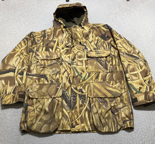 Cabelas Mens Large Jacket Multicolor Wetlands Camo Full Zip Goretex Duck Hunting