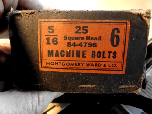 FARMER BOLTS (Lot of 23) Square Head Bolts w/Square Nuts  5/16"  X   6" OLD Box