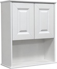 Bathroom Wall Cabinet with 2 Doors, Over The Toilet White 