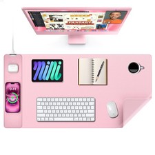 Best TopMade Mouse Pad with 15W Wireless Charging XXL Large Leather Desk Mat