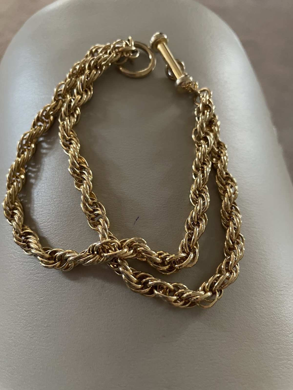 Lovely Gold Filled Helex Patterned Rope Chain Bracelet With Toggle Fastener