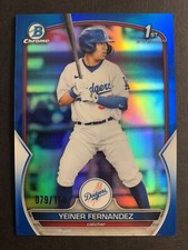/150 2023 1st Bowman Chrome Yeiner Fernandez True Blue Dodger Color Match /150