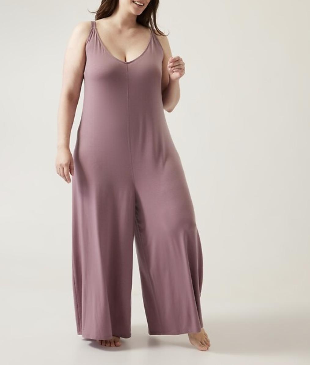 ATHLETA DARK SUGARPLUM MAUVE V-NECK NIGHTTIME BLISS SLEEP ROMPER PLUS Sz 2X