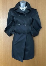 Karen Millen Uk 8 Black Classic Elegant Raincoat Swing Trench Coat Jacket Eu 36