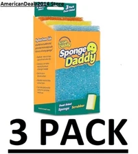 3 PACK - Scrub Daddy Sponge Daddy Cellulose Sponge with Scouring Pad No Scratch