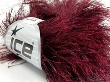 38Yd Burgundy Extra Long Eyelash Yarn 14157 Ice Luxurious Wine Fun Fur 50gr