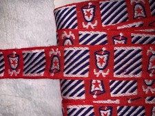 5 yards red white blue bells stars stripes woven jacquard ribbon 1" wide