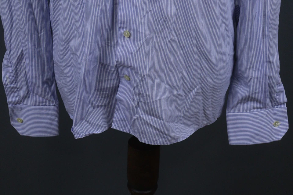 Eton Slim Fit Ganghester Blue Striped Long Sleeve Button Down Shirt Size 43 / 17 - Image 3 of 4